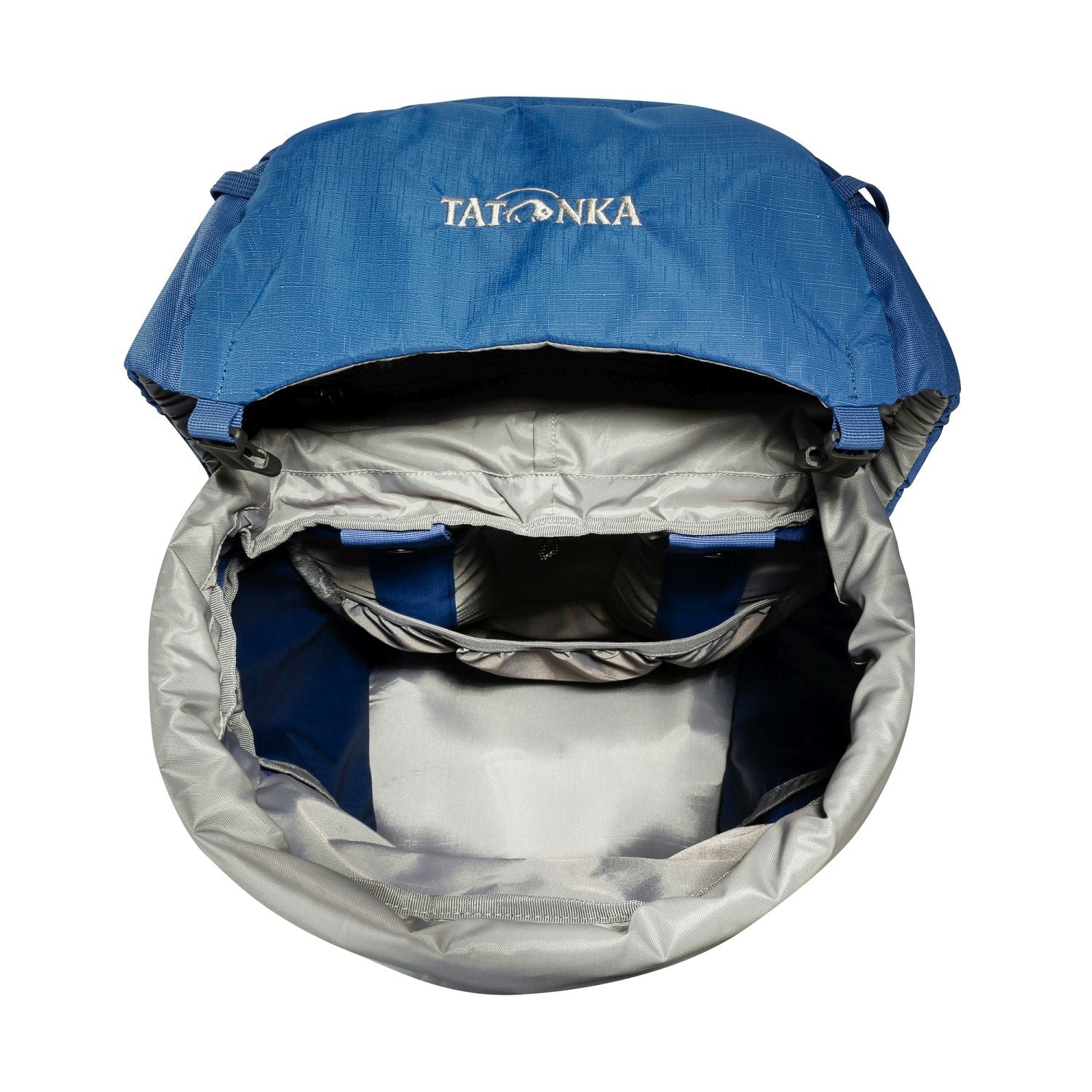 Tatonka Yukon 50+10 Trekkingrucksack,, blau, geöffnete Klappe