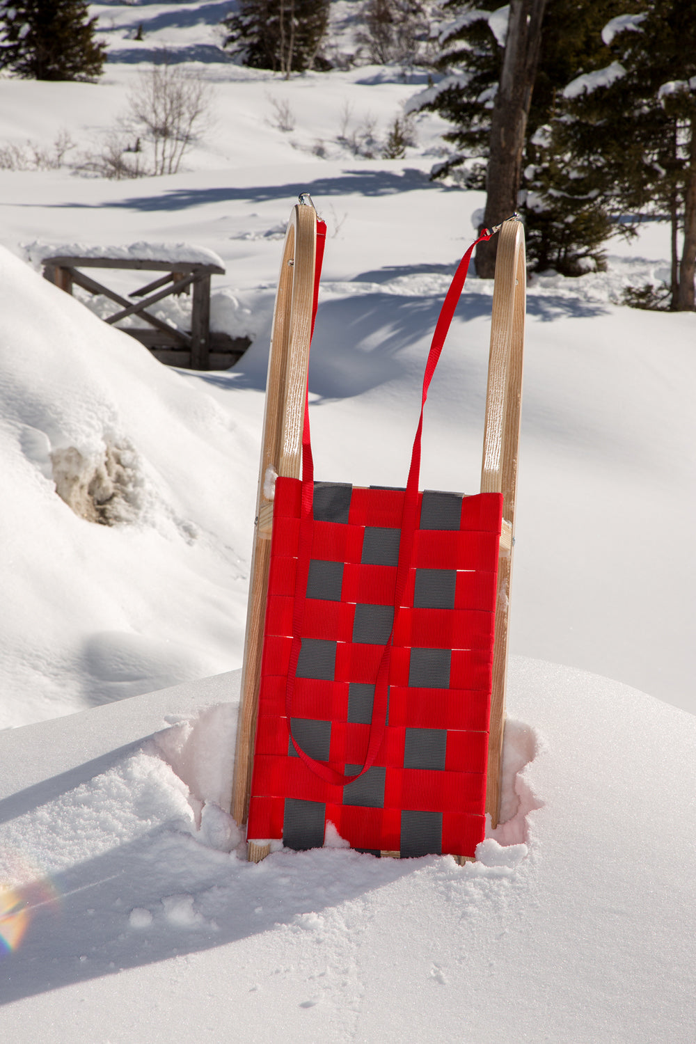 Kathrein Familienrodel Zweisitzer 110 cm stehend, im Schnee