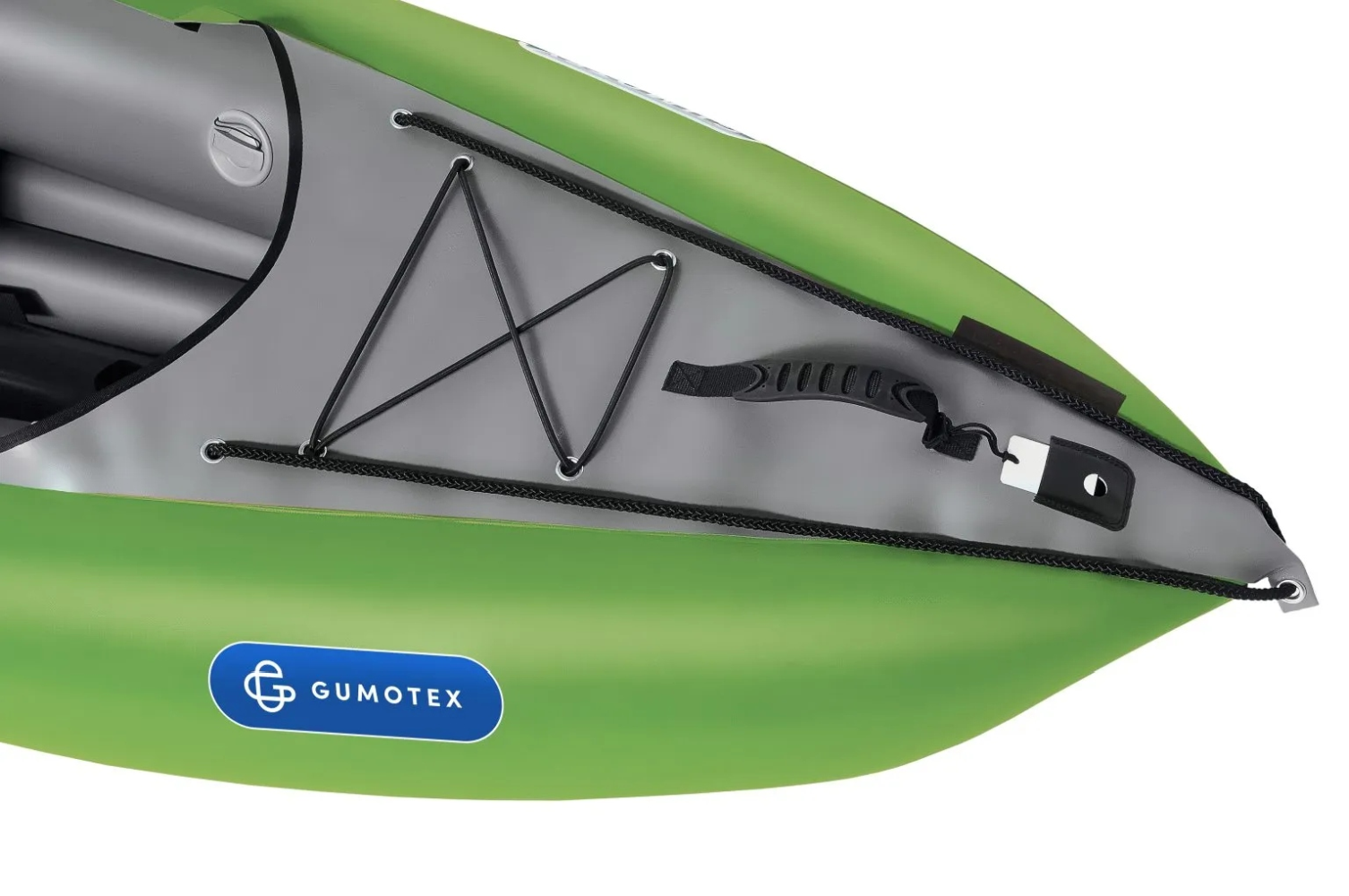 Gumotex Solar II 2+1 Personen aufblasbares Schlauchkajak 2 Sitze, grün, Detail: Heck