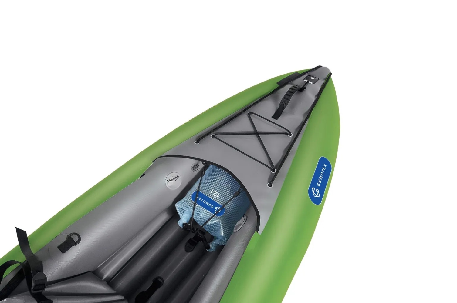 Gumotex Solar II 2+1 Personen aufblasbares Schlauchkajak 2 Sitze, grünt, Detail: Bug