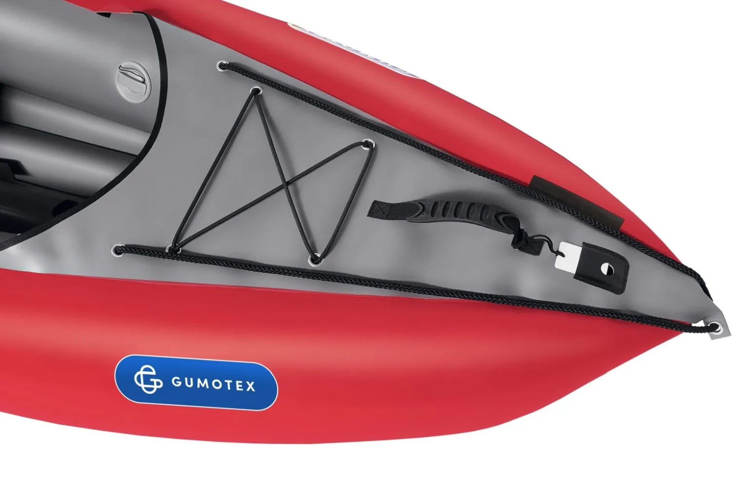 Gumotex Solar II 2+1 Personen aufblasbares Schlauchkajak 2 Sitze, rot, Detail: Heck