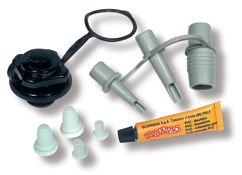 Bravo SP50 Reparatur-Set für Luftboote & aufblasbare Artikel, Ventile, Tube mit Klebstoff