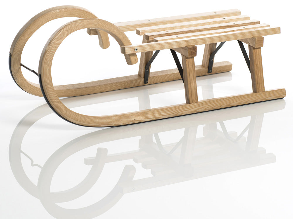 Sirch Hörnerrodel Esche mit Lattensitz Holzschlitten, 85 cm