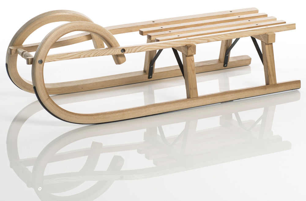 Sirch Hörnerrodel Esche Standard Plus mit Lattensitz, seitlich, 100 cm