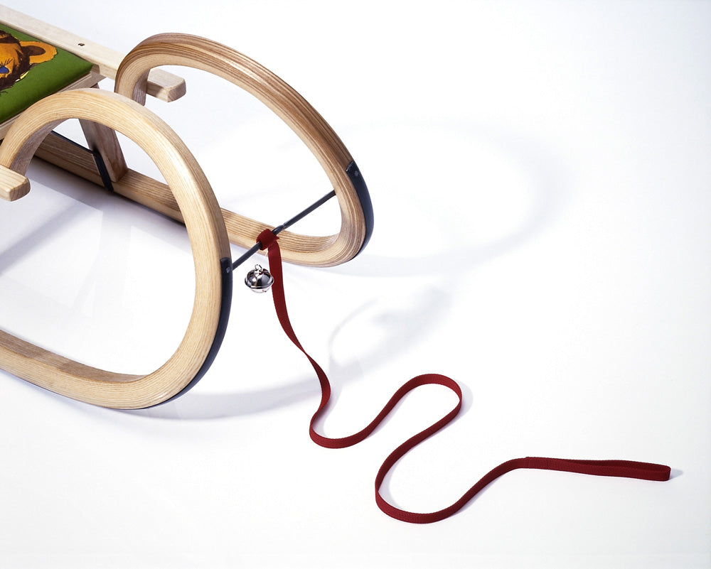 Sirch Schlitten-Ziehgurt, rot mit Glocke