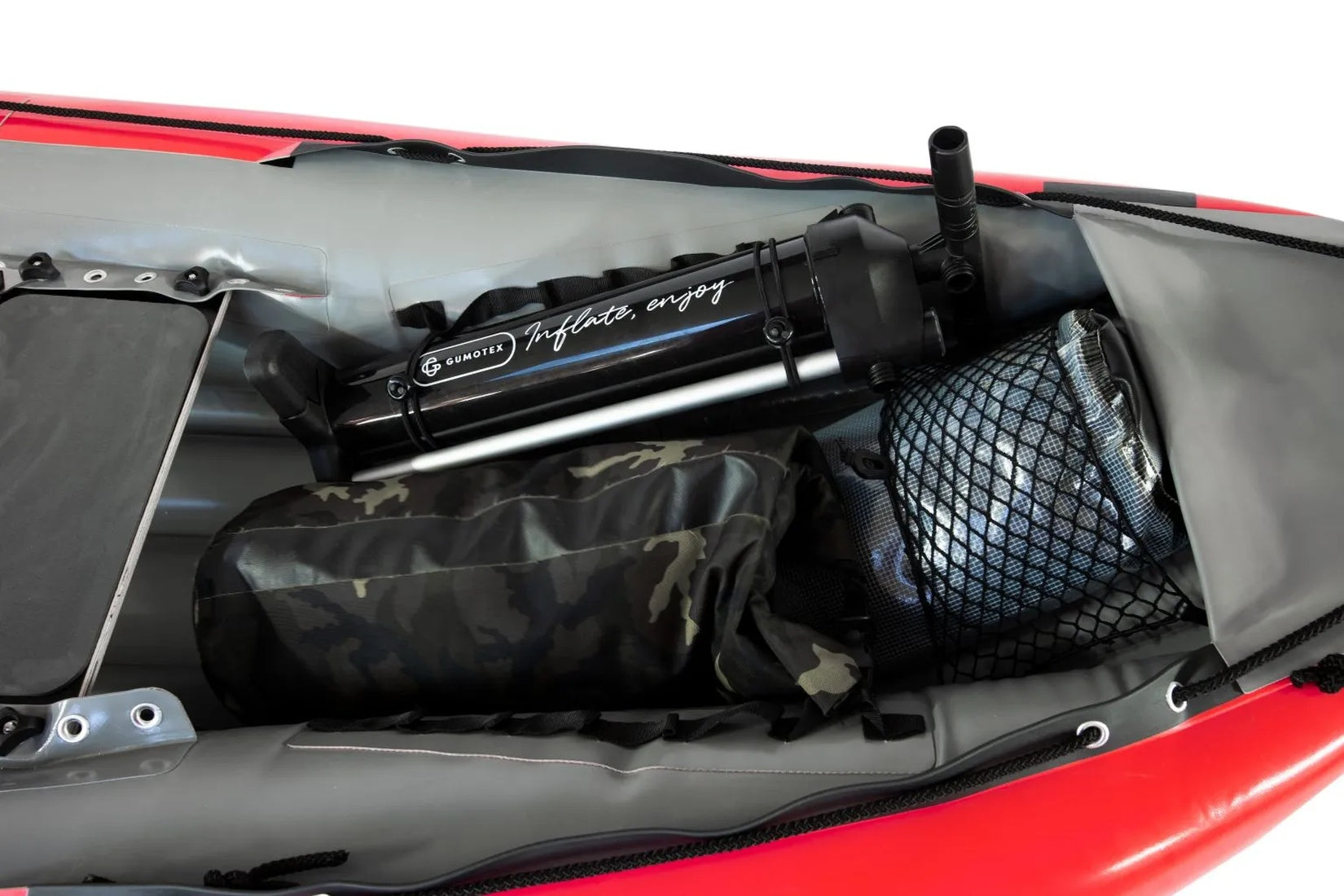 Gumotex Baraka 2+1 Personen Schlauchkanu aufblasbar, Heck mit Gepäck