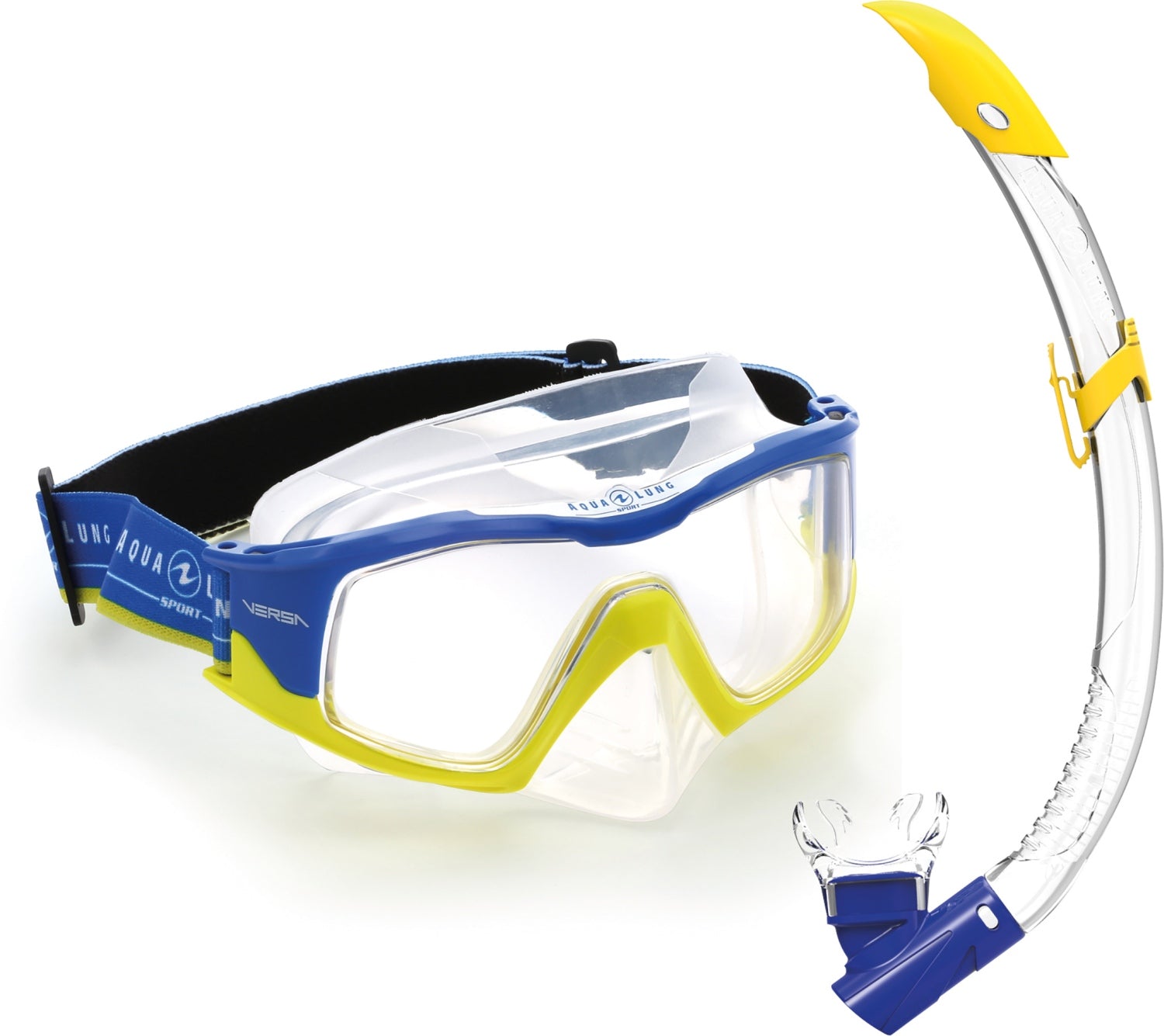 Taucherbrille und Schnorchel blau-gelb