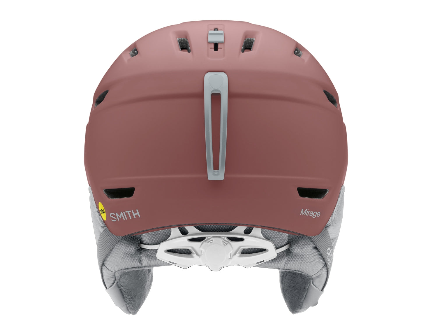 Smith MIRAGE MIPS Damen-Skihelm, von hinten, matte chalk rose