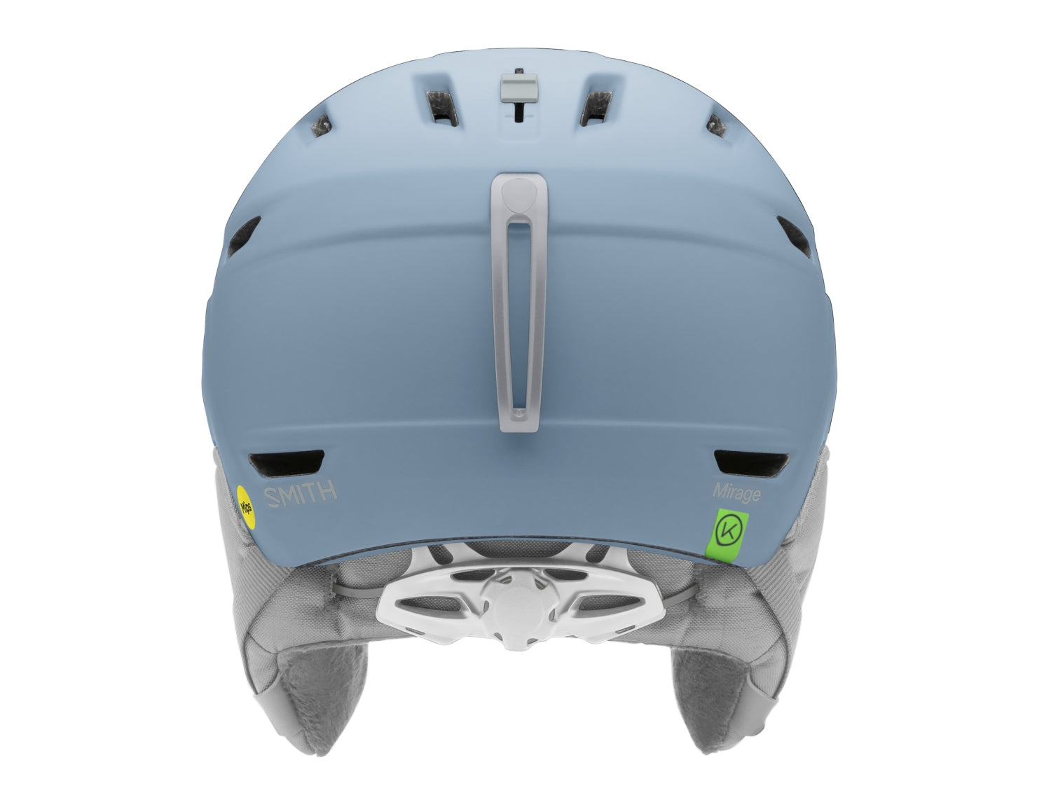 Smith MIRAGE MIPS Damen-Skihelm, von hinten, matte hellblau (matte glacier 2324)