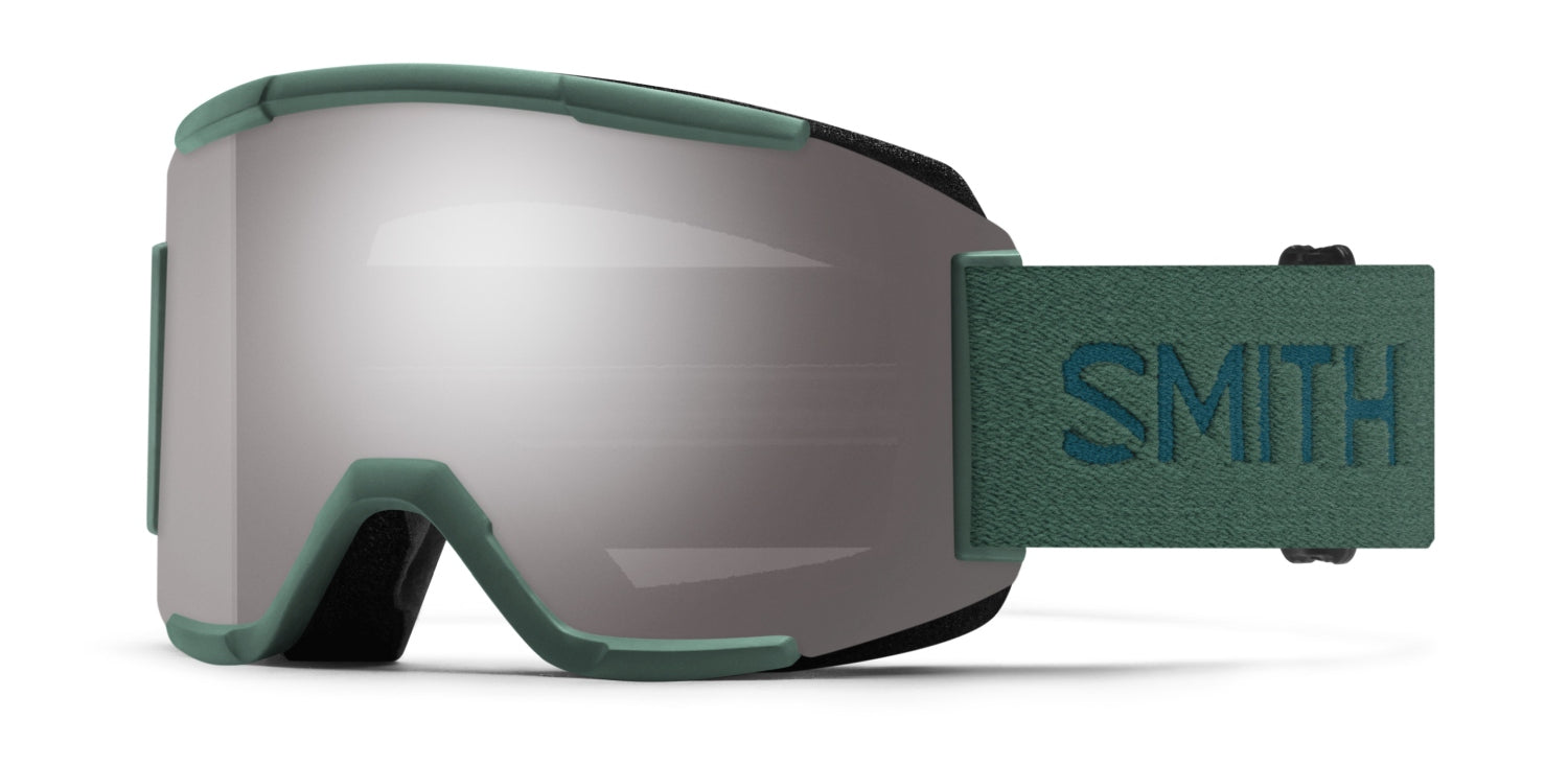 Smith SQUAD Skibrille mit Wechselscheibe, alpine green 2324/chromapop sun platinum mirror + clear, leicht schräg