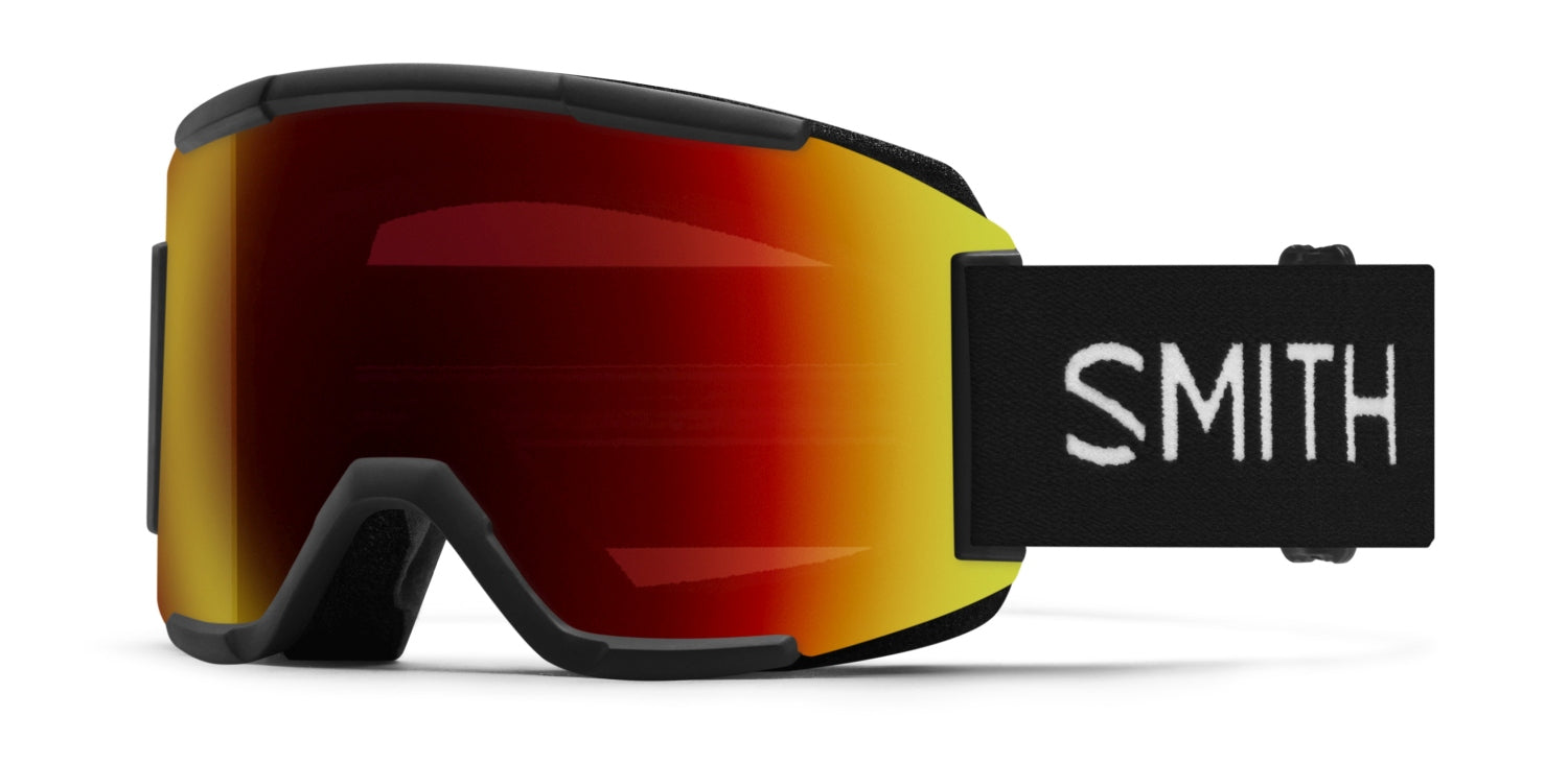 Smith SQUAD Skibrille mit Wechselscheibe, black 2021/chromapop sun red mirror + yellow, leicht schräg