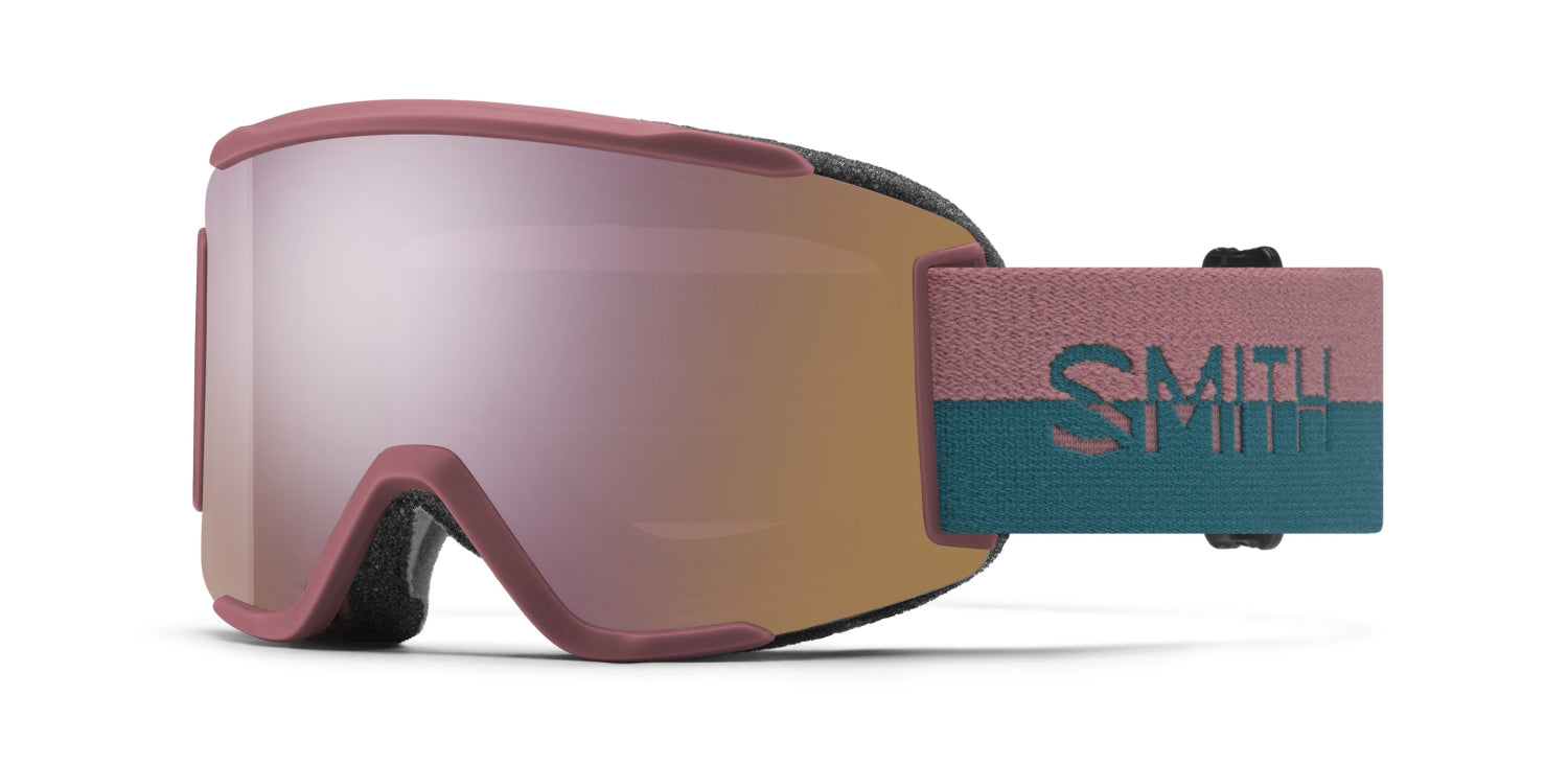 Smith SQUAD S Skibrille mit Wechselscheibe, white vapor 2021/chromapop everyday rose gold mirror + clear, leicht schräg