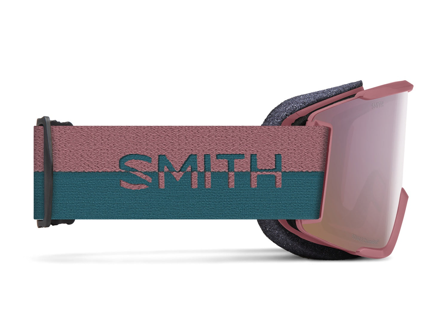 Smith SQUAD S Skibrille mit Wechselscheibe, white vapor 2021/chromapop everyday rose gold mirror + clear, seitlich rechts