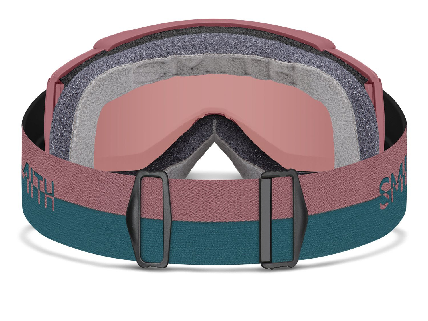 Smith SQUAD S Skibrille mit Wechselscheibe, white vapor 2021/chromapop everyday rose gold mirror + clear, von hinten