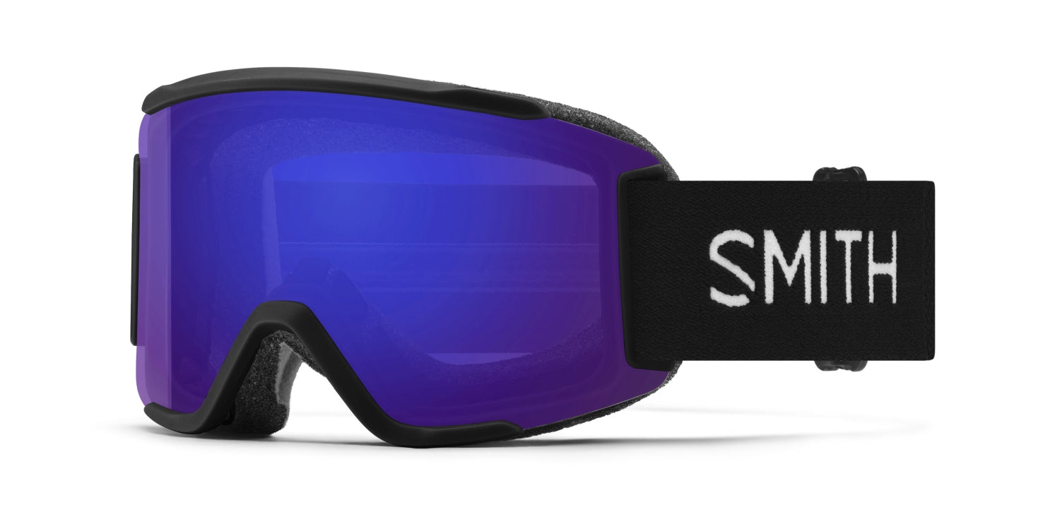 Smith SQUAD S Skibrille mit Wechselscheibe, black 2021/chromapop everyday violet mirror + clear, leicht schräg