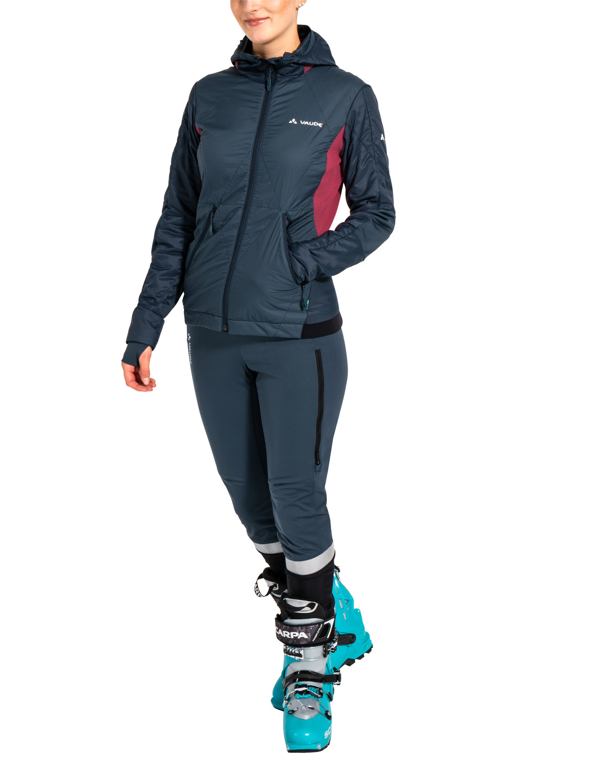 Frau mit VAUDE Larice Pro Softshellhose Damen, schwarz, von vorn