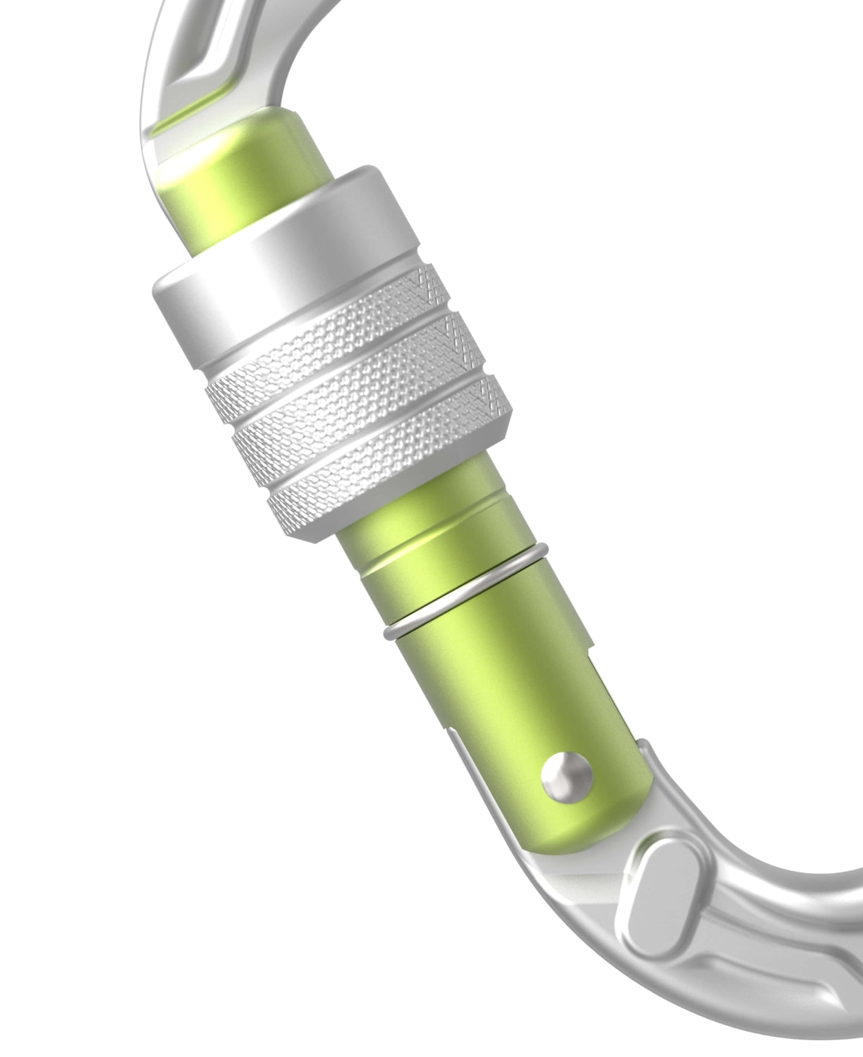 Edelrid Karabiner HMS Strike Screw II, silber, Detail Schraubverschluss