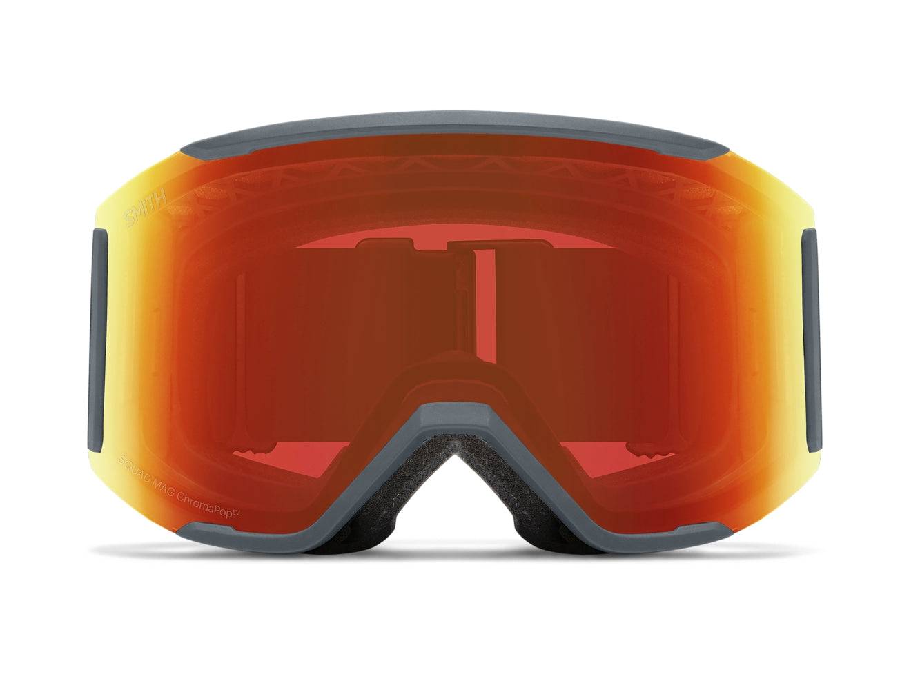 Smith SQUAD XL Skibrille mit Wechselscheibe, black 22/chromapop sun black gold mirror + chromapop storm blue sensor mirror, von vorn