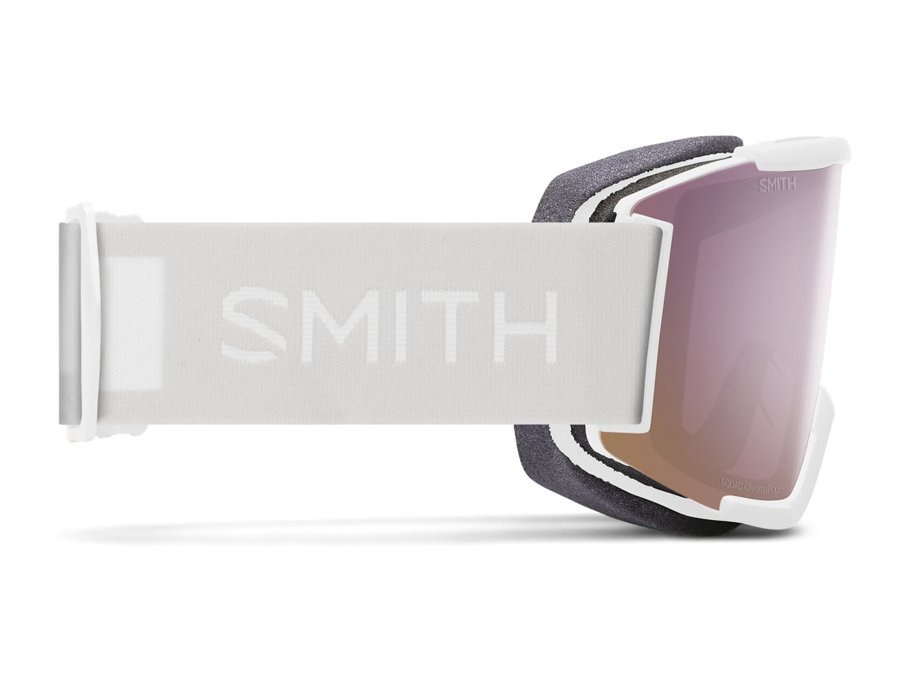 Smith SQUAD Skibrille mit Wechselscheibe, white vapor 2021 / chromapop everyday rose gold mirror + yellow, lnach rechts
