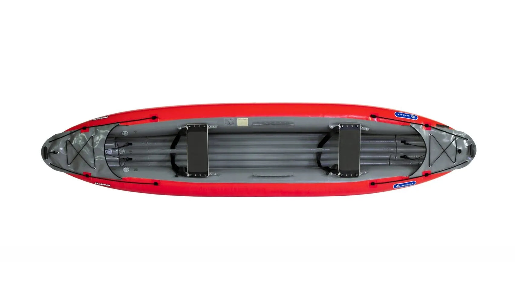 Gumotex Palava 2+1 Personen Schlauchkanadier, rot, zwei Sitze, von oben