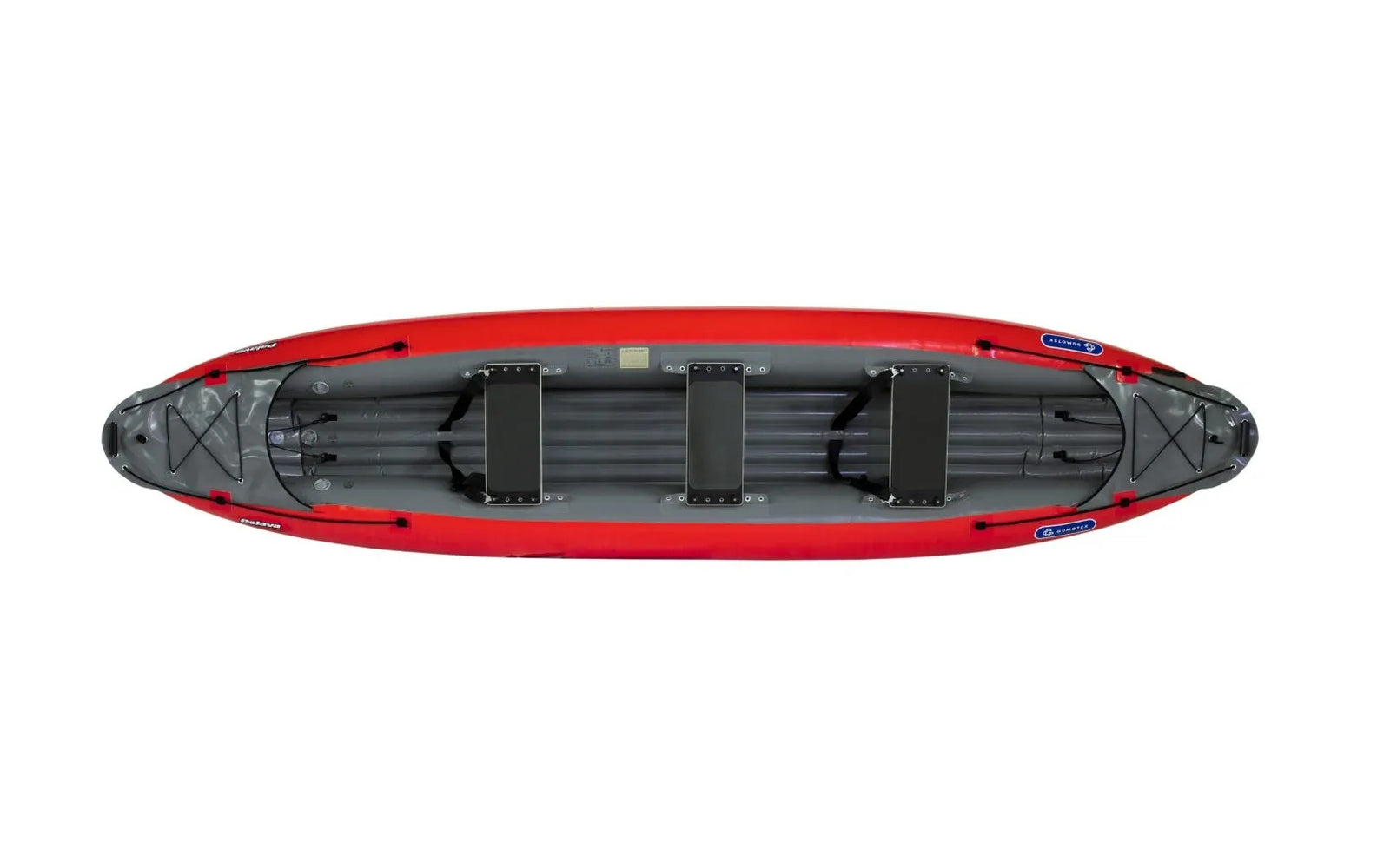 Gumotex Palava 2+1 Personen Schlauchkanadier, rot, drei Sitze, von oben