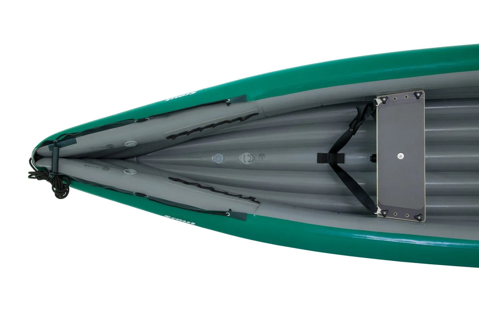 Gumotex Scout Standard 3er Schlauchkanu – Aufblasbares Kanadier, grün, Bug