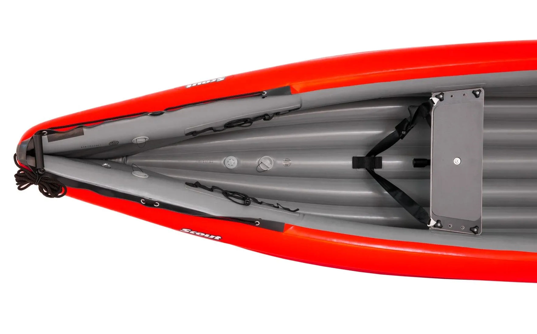 Gumotex Scout Standard 3er Schlauchkanu – Aufblasbares Kanadier, rot, Bug