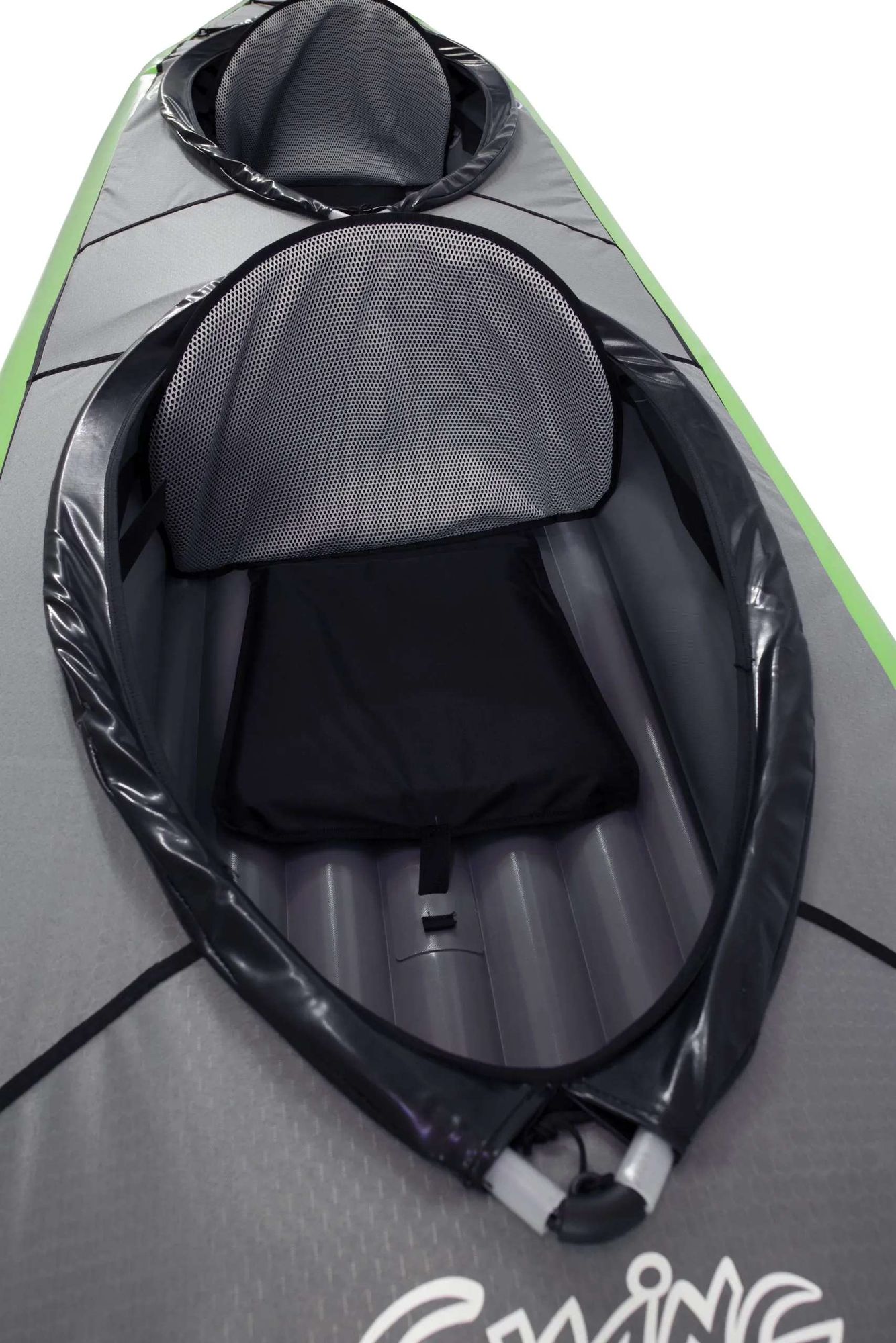 Gumotex Swing II 2er Schlauchkajak – Aufblasbares Kajak grün, Sitz, von oben