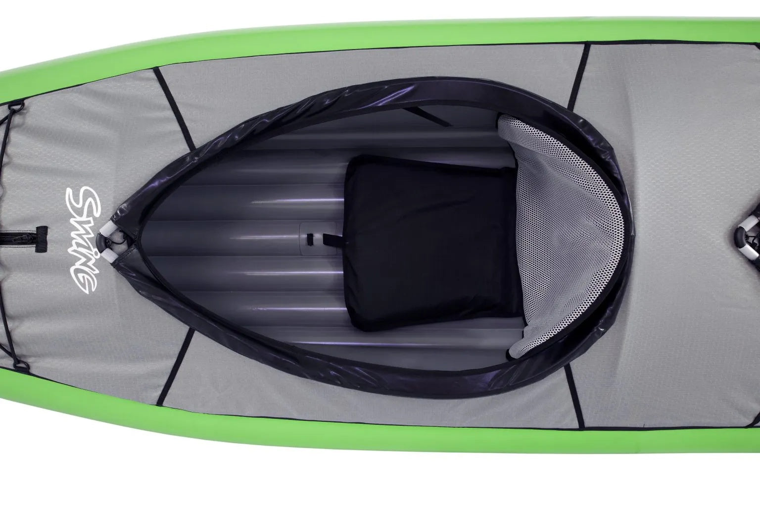 Gumotex Swing II 2er Schlauchkajak – Aufblasbares Kajak grün, Sitz, von oben