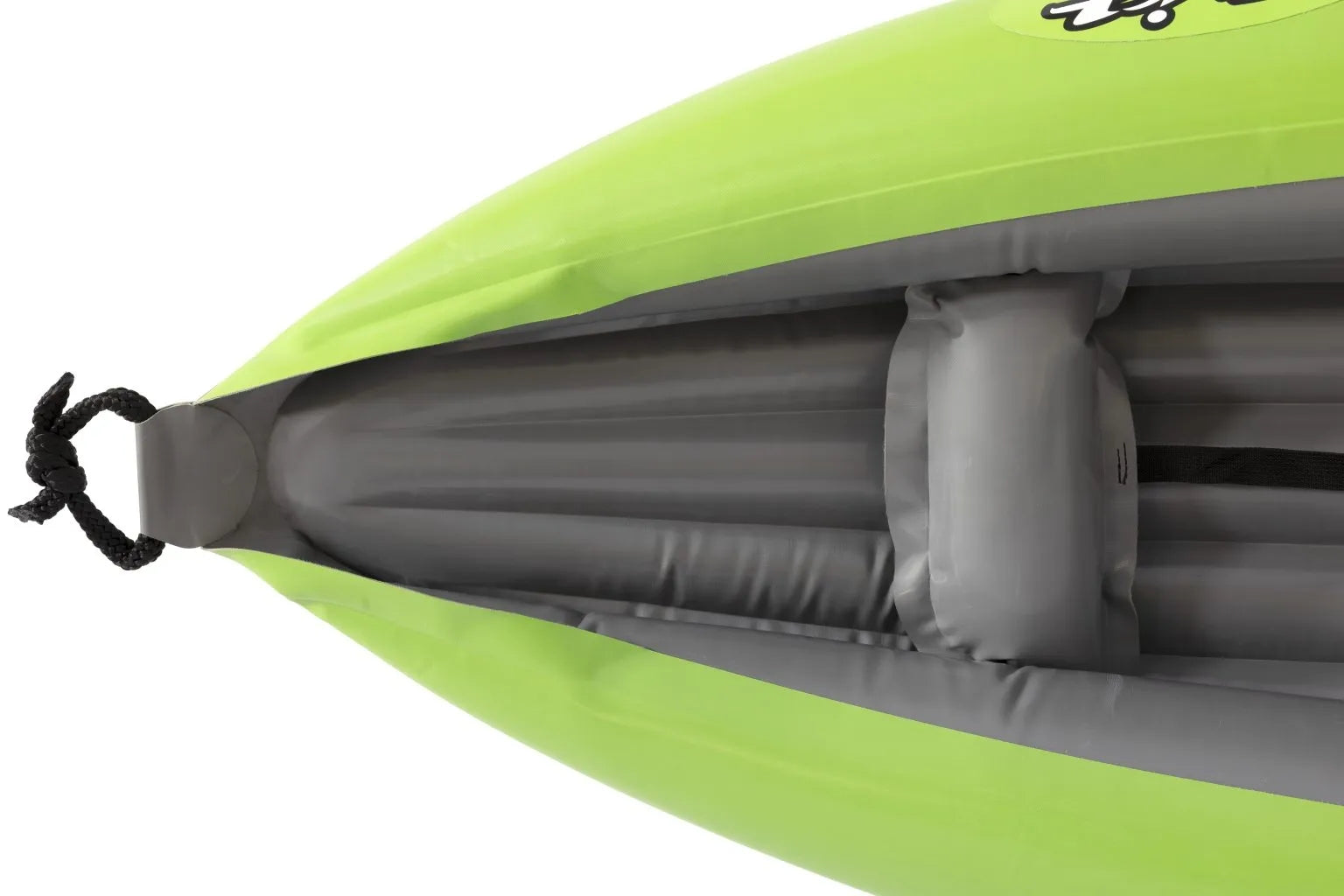 Gumotex Twist I 1er Schlauchkajak – Ultralight Schlauchboot für Paddler, hellgrün, Bug, mit Fußstütze