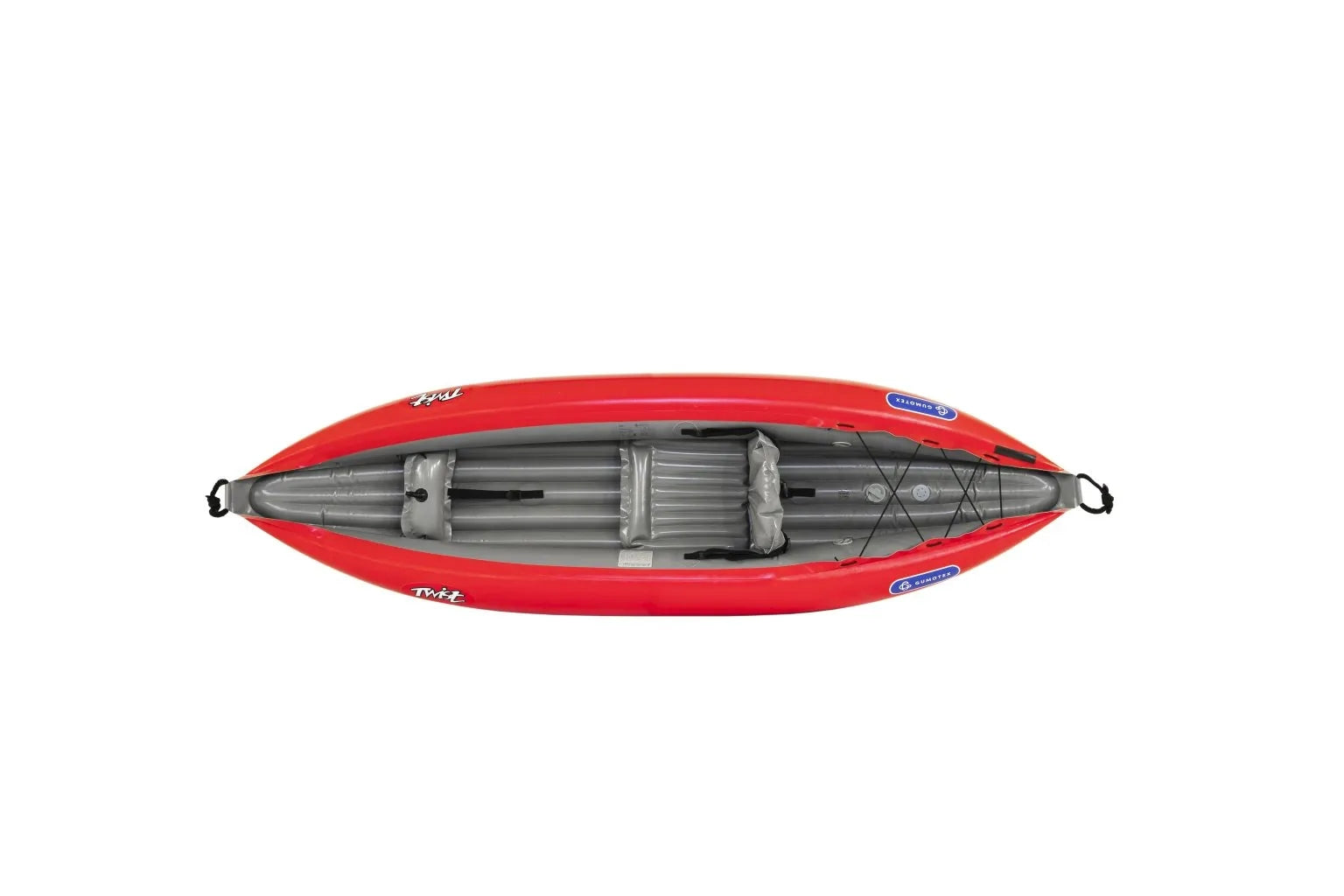 Gumotex Twist I 1er Schlauchkajak – Ultralight Schlauchboot für Paddler, rot, auf die Seite gelegt