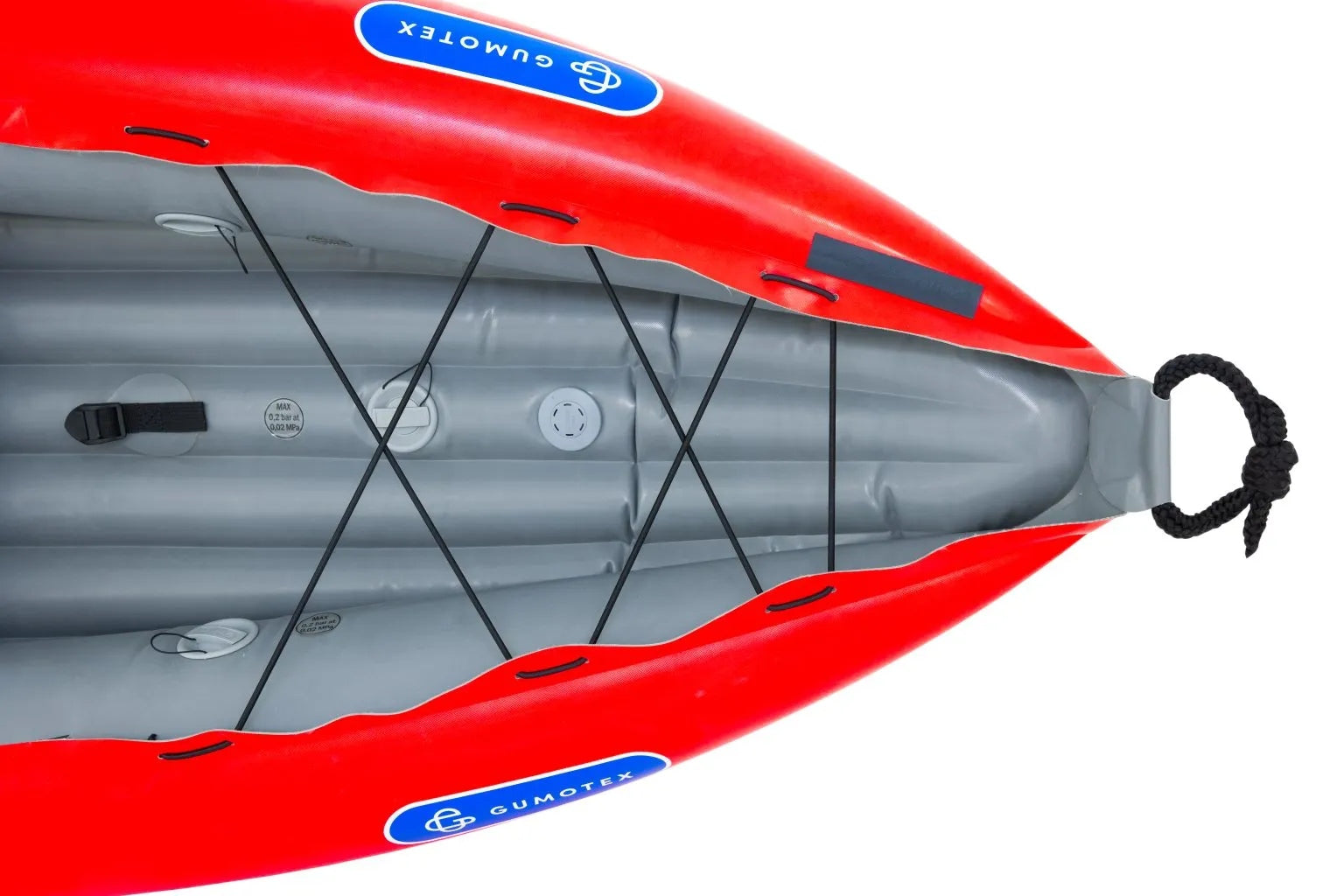 Gumotex Twist 2/1 – Aufblasbares Schlauchkajak für 1–2 Personen, rot, Heck