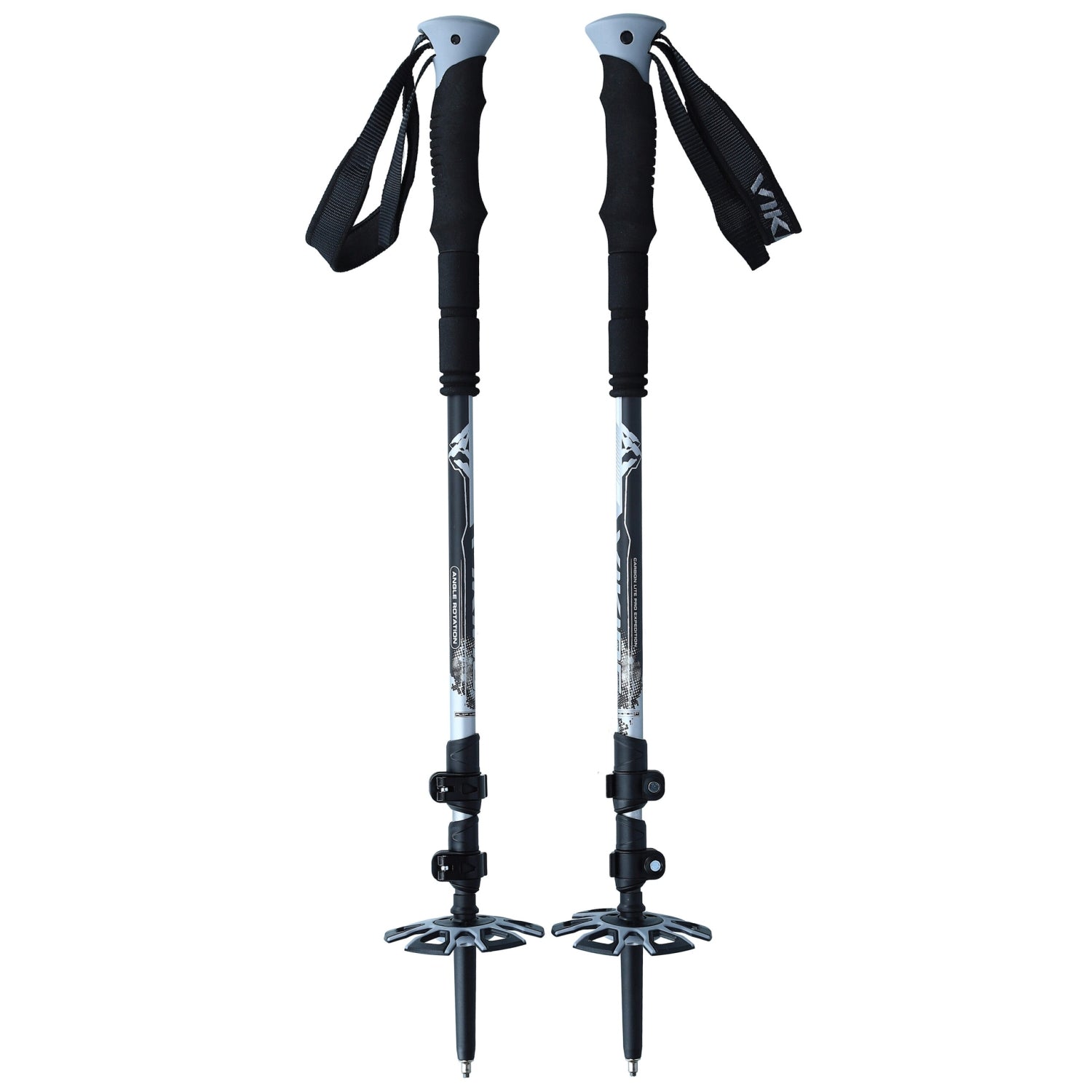 Viking Vario Tour Teleskop-Trekkingstock, grau, zusammengeschoben
