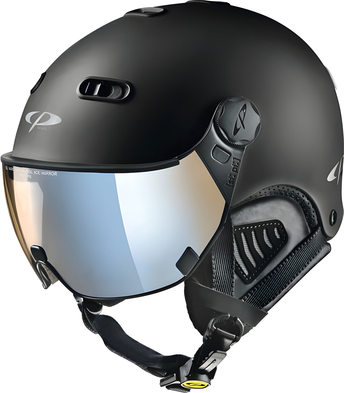cp helmets cp carachillo Helm mit Visor, black soft touch / dl vario multicolour mirror, seitlich, mit geschlossenem Visier