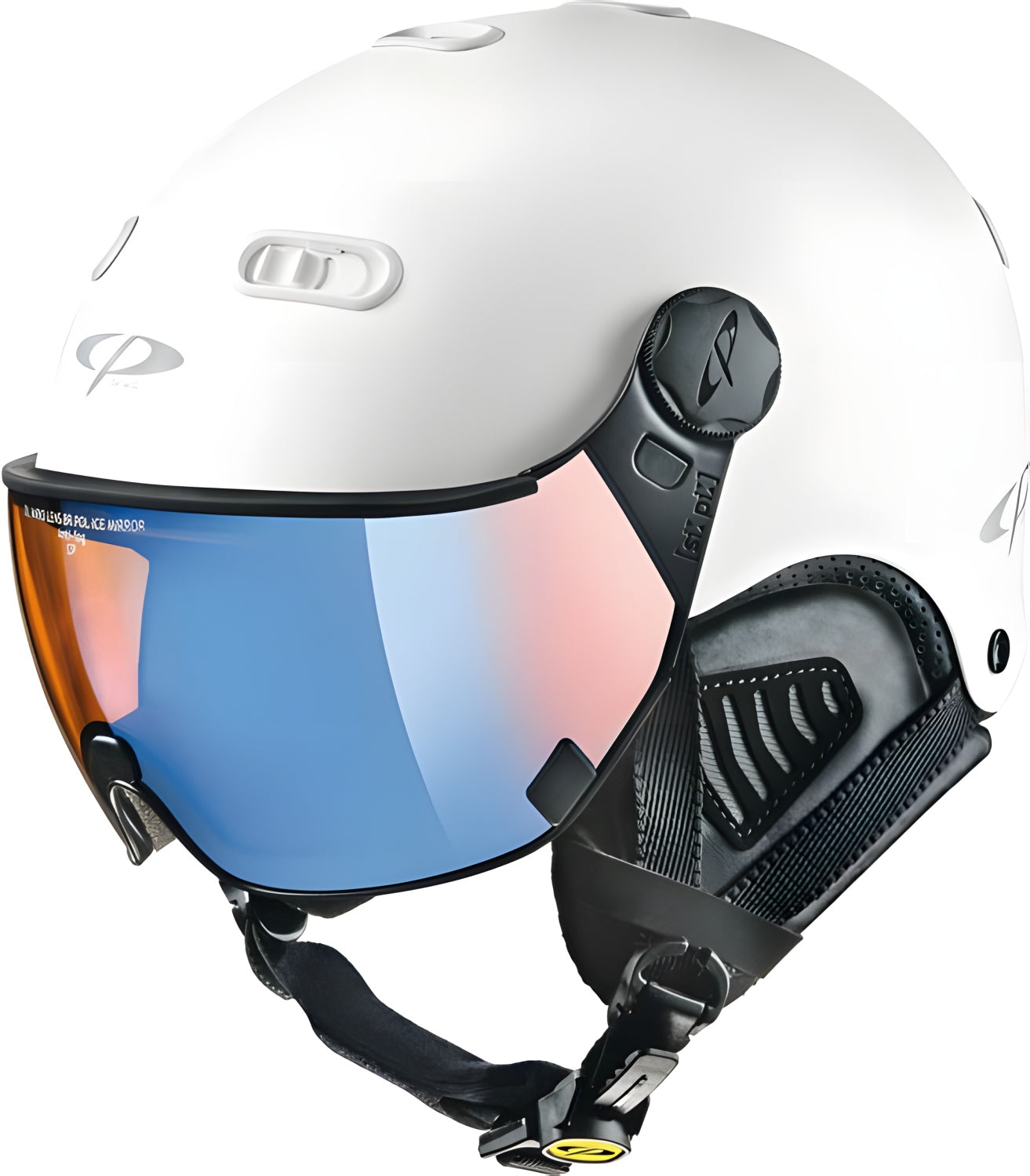 cp helmets cp carachillo Helm mit Visor, black soft touch /white soft touch / dl vario multicolour mirror, seitlich,  mit geschlossenem Visier