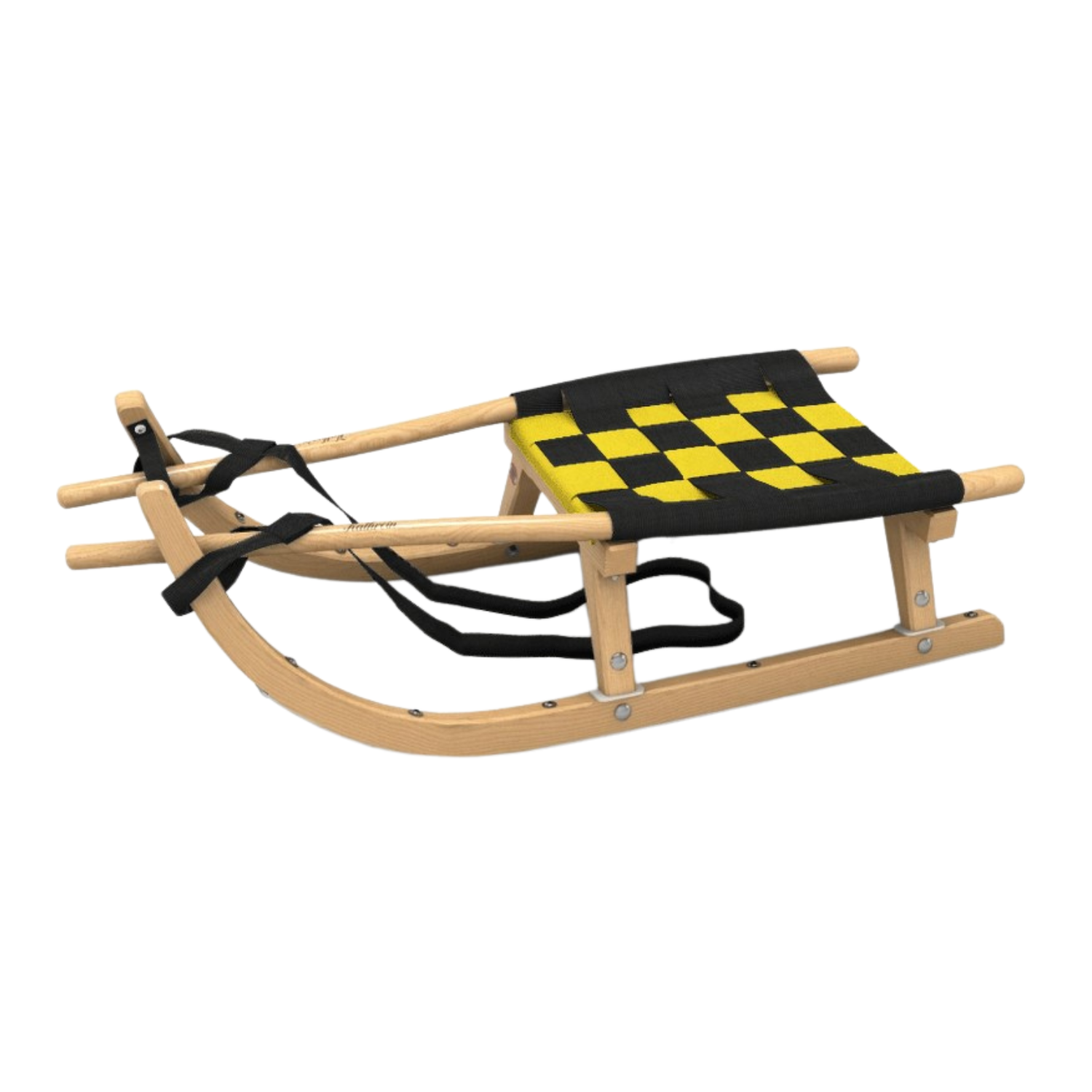 Kathrein Tourenrodel Schüler mit Gurtsitz (90 cm - 6-10 Jahre), schwarz/gelb