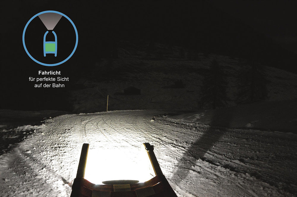 Kathrein SLED Schlitten Beleuchtung Set „Style“ – Mobiles Rodellicht, leuchtet Schnee vor Rodel aus