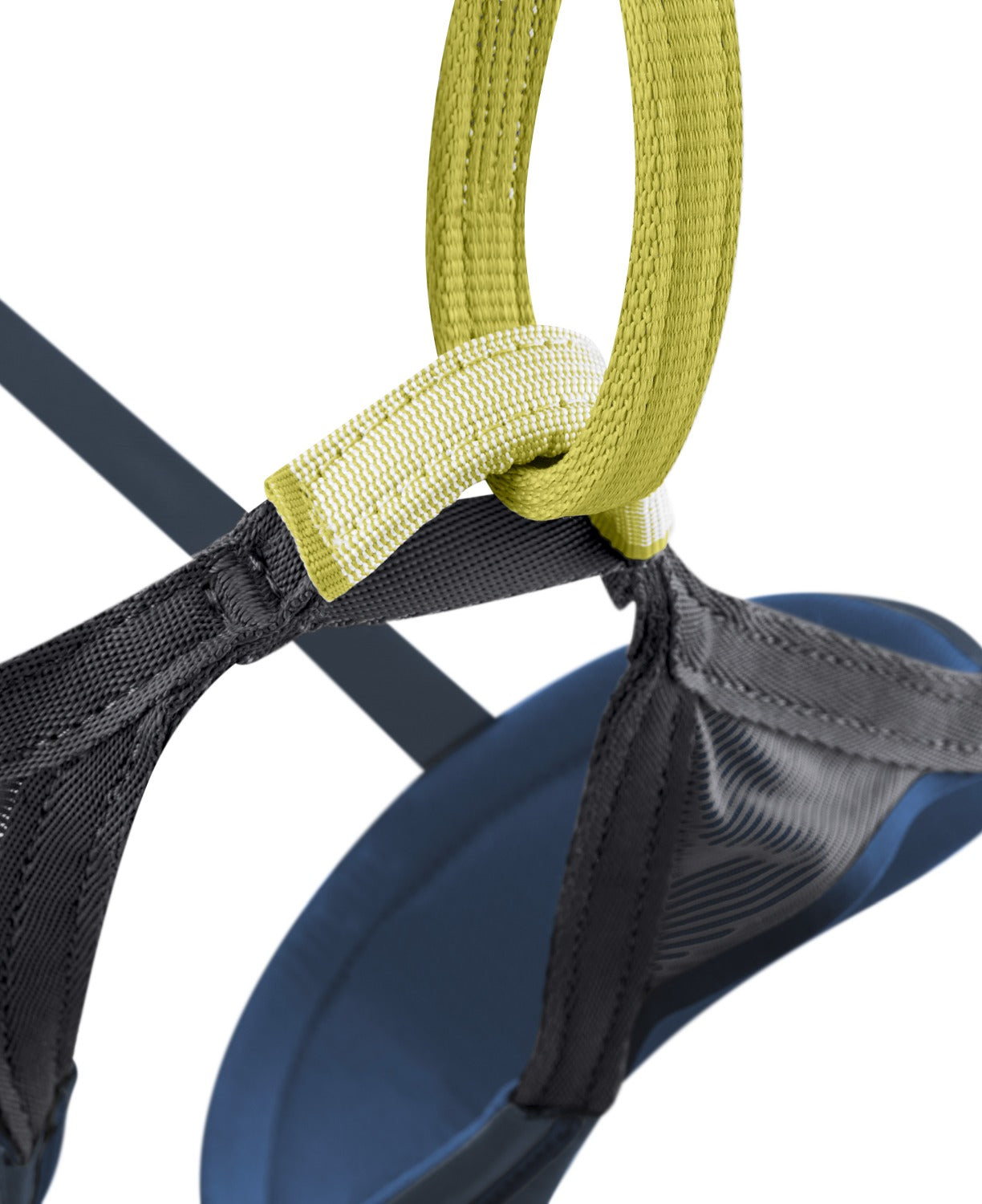 Edelrid Sendero Hüftgurt Damen und Herren, dunkelblau (lapis), Detail Aufhängung Beinschlaufe